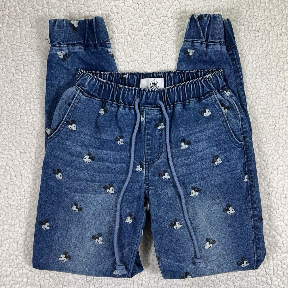 Disney Parks‎ Pants Womens Mickey Mouse Denim Joggers XS Disneycore Kidcore